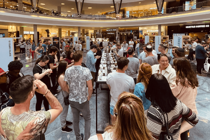 People gathered at the Specialty coffee Expo