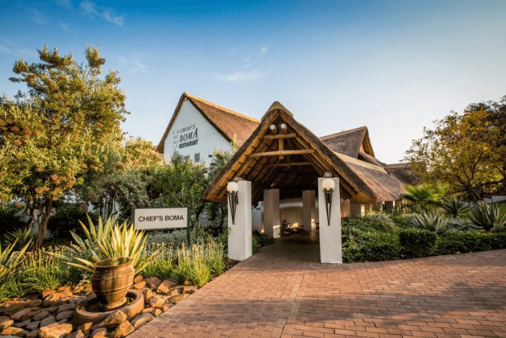 front entrance at Chiefs Boma, Indaba Hotel in Fourways