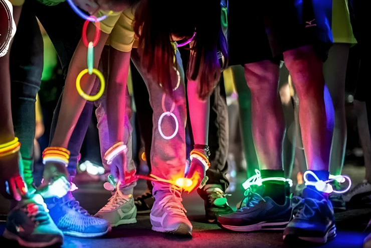 Runners' legs covered in glowsticks this weekend in Johannesburg