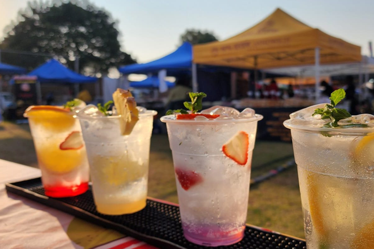 Drinks lined up at a stall at the Bedfordview Night Market this weekend in Joburg