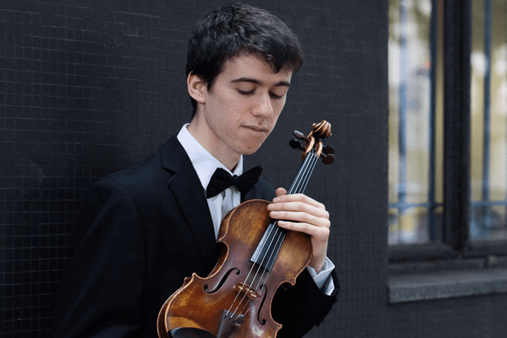 Violinist, Emmanuel Bach with his violin in hand