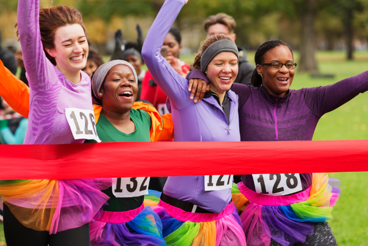 Women crossing the finish line in the Edenvale Women's Day Fun Run/Walk