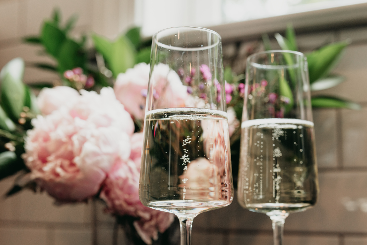 Champagne and flowers