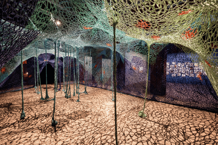 A net installation in the Ecospheres Exhibition 