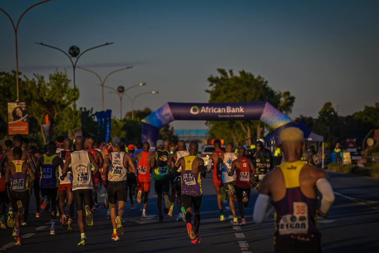 A group of runners at the Africanbank Soweto Marathon