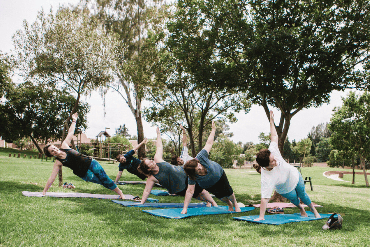 Women doing yoga