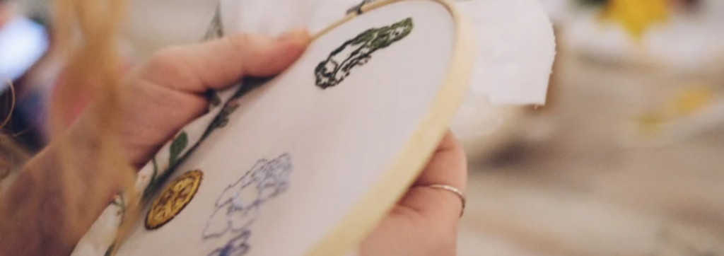 Cape Town Craft Club attendee doing embroidery at Craft Night | What's on in Joburg