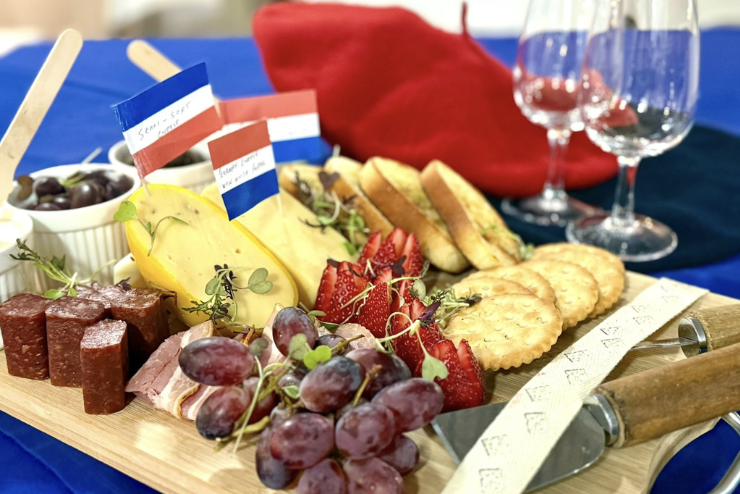 Cheeseboard, beret and wine - Bastille Festival Morgenzon Guesthouse & De Wijngaard Restaurant